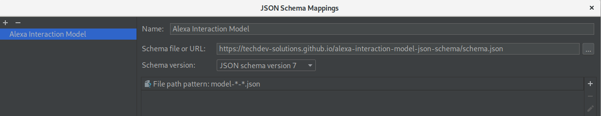 Add JSON model to IntelliJ step 3: Fill out new schema properties